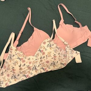 Lucky Brand Pink and Floral Bra Set